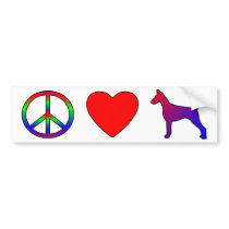 Peace Love Doberman Pinschers Bumper Sticker bumper stickers by MenagerieMayhem Peace Love Doberman Pinschers Bumper Sticker bumper stickers
