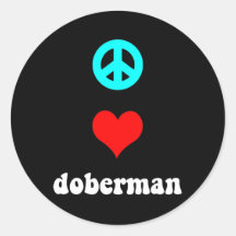 Peace love Doberman Round Sticker