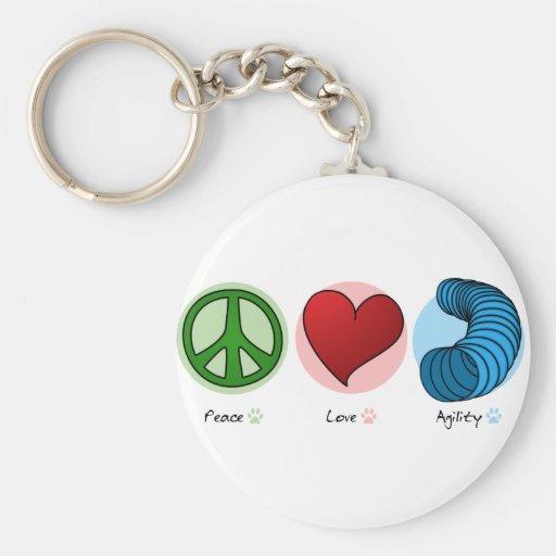 Peace Love & Dog Agility Keychain