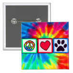 Peace, Love, Dog; Pawprint Button