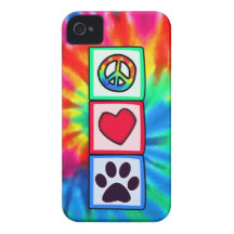 Peace, Love, Dog; Pawprint iPhone 4 Case-Mate Cases