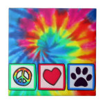 Peace, Love, Dog; Pawprint Ceramic Tile