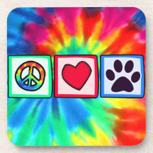 Peace, Love, Dog; Pawprint Coasters