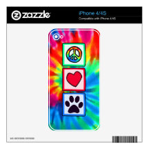 Peace, Love, Dog; Pawprint iPhone 4S Skin