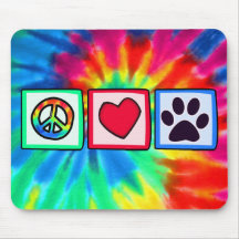 Peace, Love, Dog; Pawprint Mouse Pads