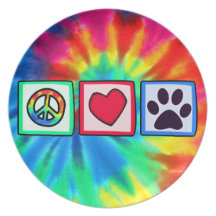 Peace, Love, Dog; Pawprint Party Plates