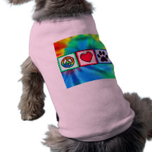 Peace, Love, Dog; Pawprint Pet T Shirt