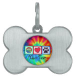 Peace, Love, Dog; Pawprint Pet Tags