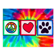 Peace, Love, Dog; Pawprint Post Card