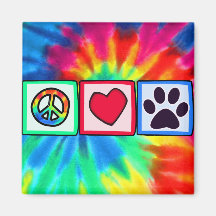 Peace, Love, Dog; Pawprint Refrigerator Magnet