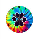Peace, Love, Dog; Pawprint Round Wallclock
