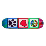 Peace, Love, Dog; Pawprint Skate Deck