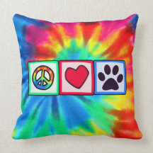 Peace, Love, Dog; Pawprint Throw Pillows