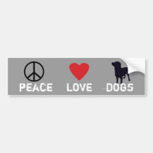 Peace Love Dogs Bumper Sticker