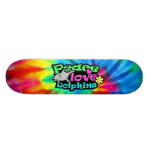 Peace, Love, Dolphins; Retro Skate Deck