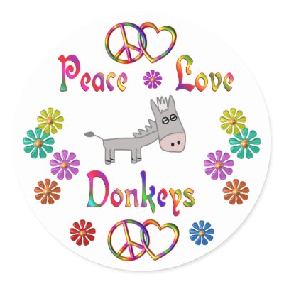 PEACE LOVE DONKEYS STICKERS