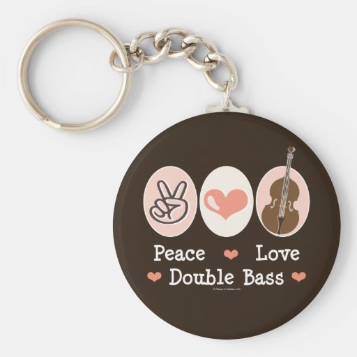 Peace Love Double Bass Key Chain