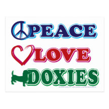 Peace-Love-Doxies- Dachsund Post Cards