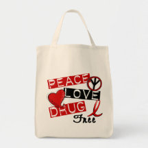 Peace Love Drug Free Tote Bags