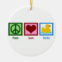 Peace Love Ducks Christmas Ornaments