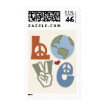 Peace Love Earth Postage Stamps