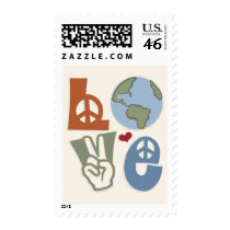 Peace Love Earth Postage Stamps