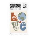 Peace Love Earth Postage Stamps