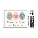 Peace Love Earth Postage Stamps