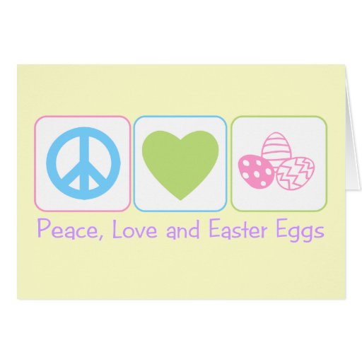 peace love easter eggs greeting cards