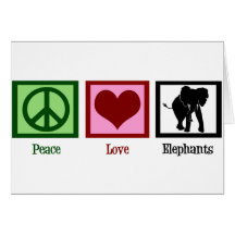 Peace Love Elephants Greeting Card