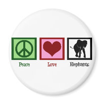 Peace Love Elephants Fridge Magnet