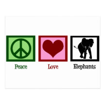 Peace Love Elephants Post Cards
