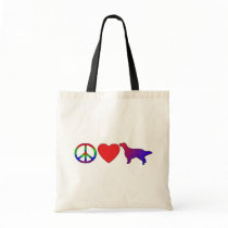 Peace Love English Setters bags by MenagerieMayhem Peace Love English Setters bags