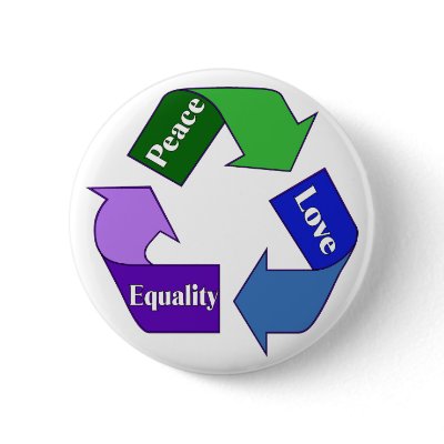 Peace Love Equality Pinback Buttons by orsobear