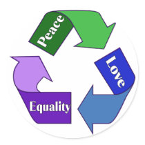 Peace Love Equality Round Sticker