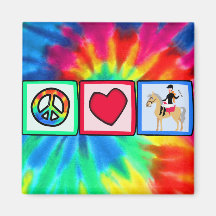 Peace, Love, Equestrian Refrigerator Magnets