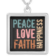 Peace, Love, Faith, Happiness Necklaces