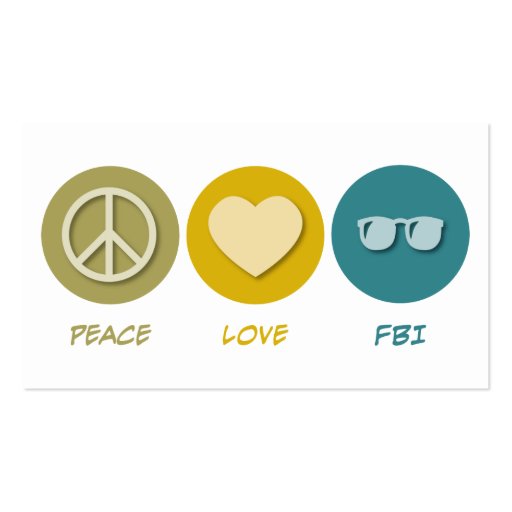 Peace Love FBI Business Card Template (back side)