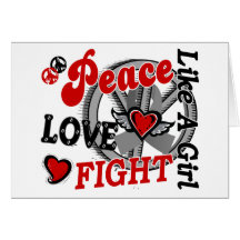 Peace Love Fight Like A Girl 2 Brain Cancer Greeting Card