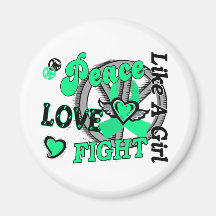 Peace Love Fight Like A Girl 2 Celiac Disease Fridge Magnets