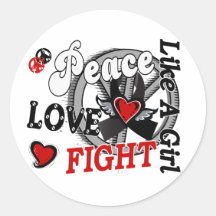 Peace Love Fight Like A Girl 2 Melanoma Stickers
