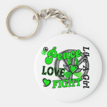Peace Love Fight Like A Girl 2 Muscular Dystrophy Keychain