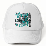 Peace Love Fight Like A Girl 2 Ovarian Cancer Hat