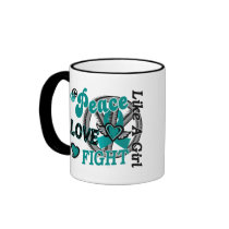 Peace Love Fight Like A Girl 2 Ovarian Cancer Mug