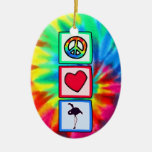 Peace, Love, Flamingos Christmas Tree Ornament