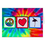 Peace, Love, Flamingos Greeting Cards