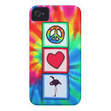 Peace, Love, Flamingos iPhone 4 Covers
