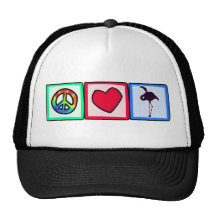 Peace, Love, Flamingos Mesh Hat