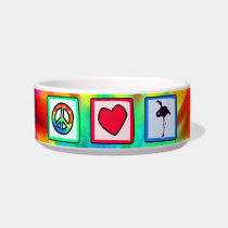 Peace, Love, Flamingos Pet Food Bowls