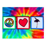 Peace, Love, Flamingos Postcard